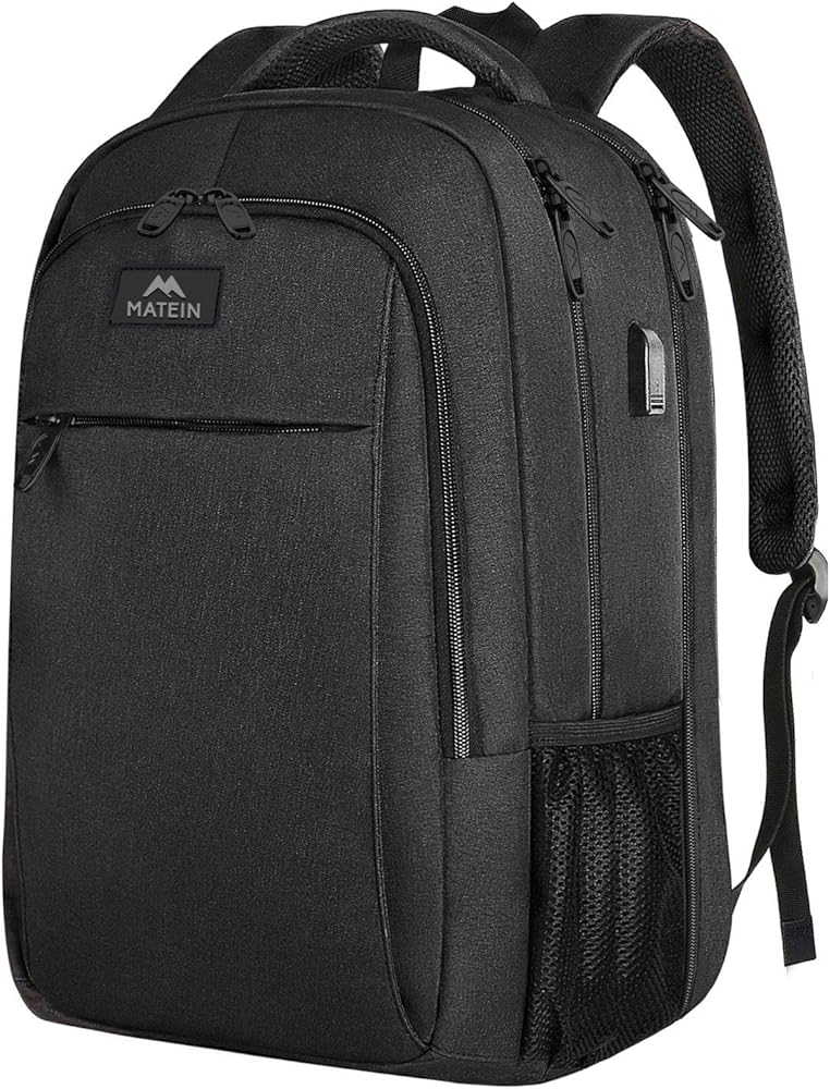 MATEIN Travel Laptop Backpack Business Anti-Theft Backpack with USB Charging Port – Black