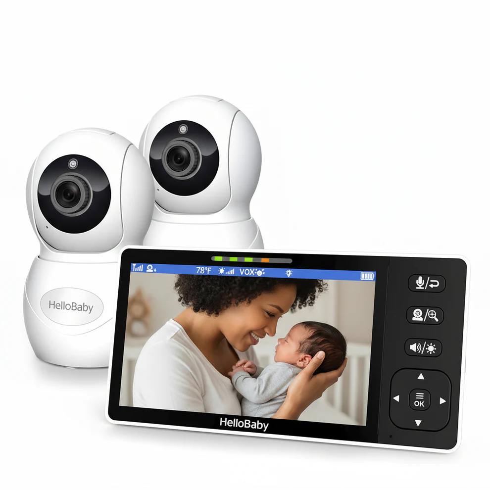 HelloBaby HB6081 2 720P Split Screen Baby Monitor with 2 Cameras