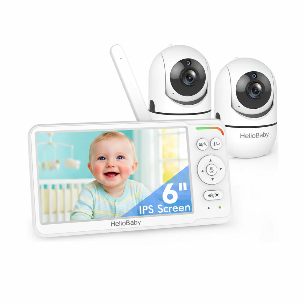HelloBaby HB6560 6 Inch Split Screen Video Baby Monitor with 2 Cameras